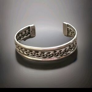 Braided Sterling Silver Open Cuff Bracelet - Women's Silver Cuff